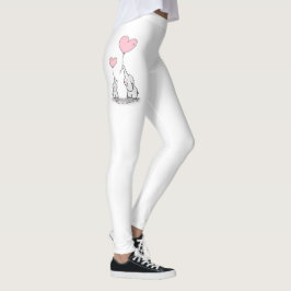 Cute Mor och Baby elefanter med hjärtballonger Leggings