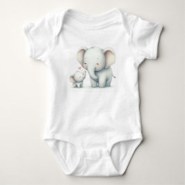Cute Mor och Baby Elephant Watercolor T Shirt