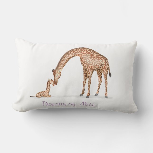 Cute mor och baby giraffe-daghem lumbarkudde (Framsida)