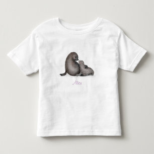 Cute mor och baby päls säl baby T-shirt