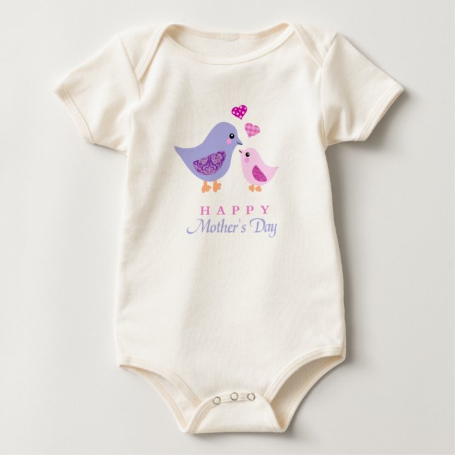 Cute mor och barnfåglar mors dag t-shirt (Framsida)