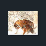 Cute Mor Tiger med Baby i Snö Canvastryck<br><div class="desc">Höstskogen - Detta serenlandskap bild i höst löv kommer säkert att le på ansikte. Höst,  skogen,  skogsmark,  skog,  träd,  fall,  fodral,  natur,  natur,  ,  natur</div>