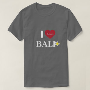 Cute Mörk Grått "I Heart Bali" Frangipani Unisex T Shirt