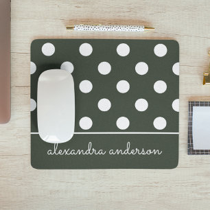 Cute Mörk grönt Polka Dot Mönster Personlig Musmatta