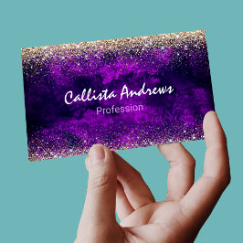 Cute mörk lila guld faux glitter magnetiska visitkort