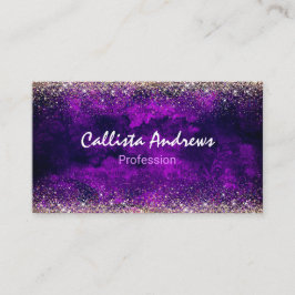 Cute mörk lila guld faux glitter visitkort