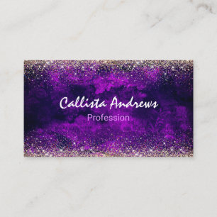 Cute mörk lila guld faux glitter visitkort