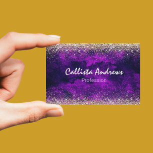 Cute mörk lila guld faux glitter visitkort