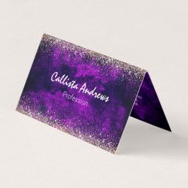 Cute mörk lila guld faux glitter visitkort