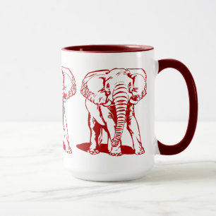 Cute Mörk Red Elephant Line Teckning Mugg