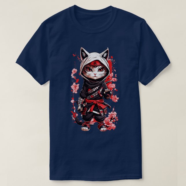 Cute Mörk Samurai Cat TShirt T Shirt (Design framsida)