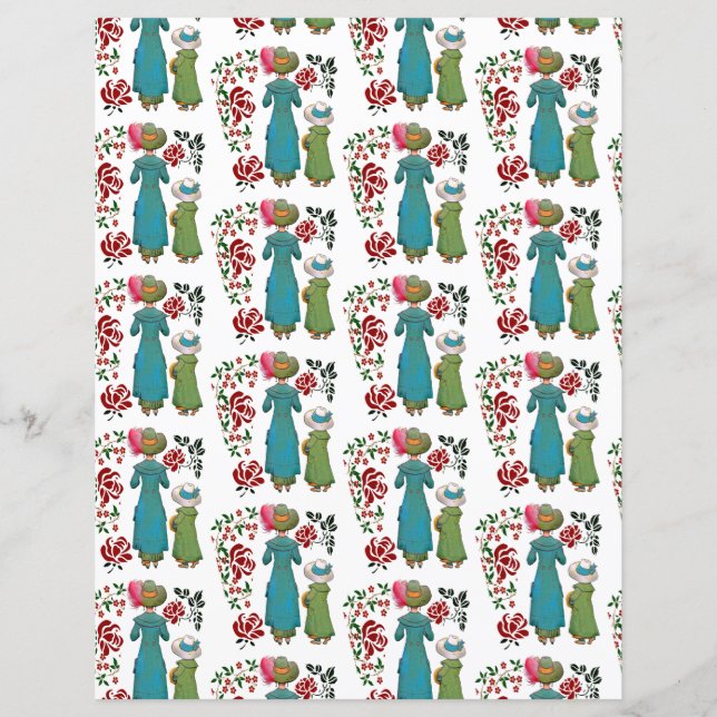 Cute Mors dag Blommigt Röd ros-skräpbok Papper (Framsida)