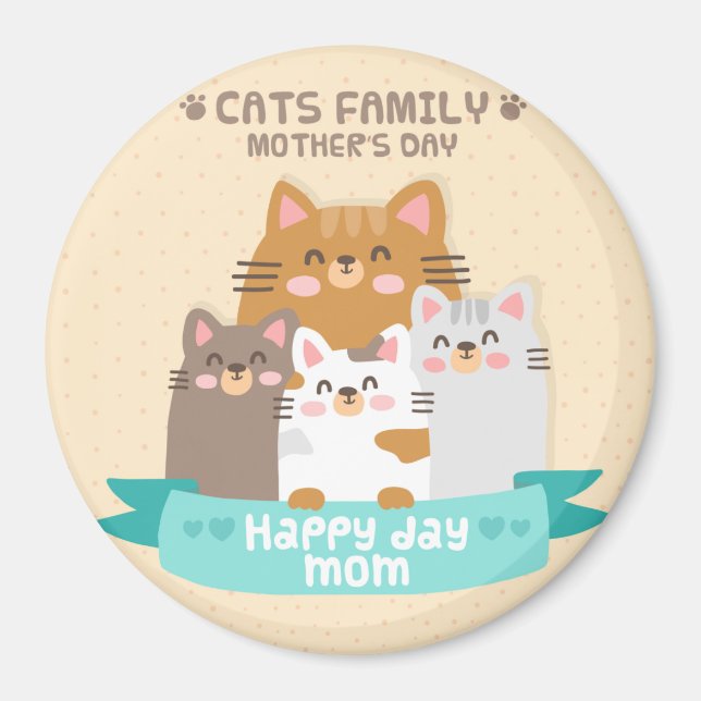 Cute Mors dag Cats Magnet (Framsidan)