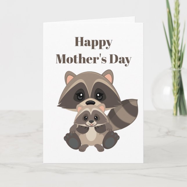 Cute Mors dag Helgdag raccoon Kort (Framsida)