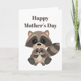 Cute Mors dag Helgdag raccoon Kort