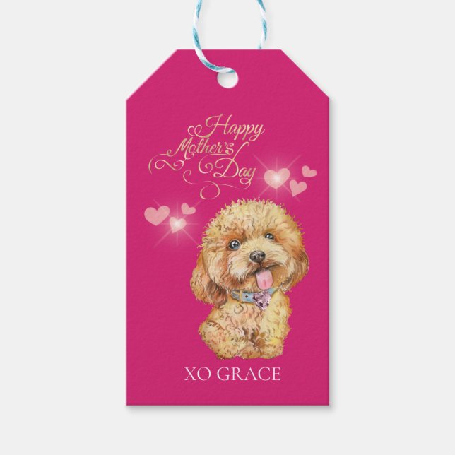 Cute Mors dag Hund Presentetikett (Framsidan)