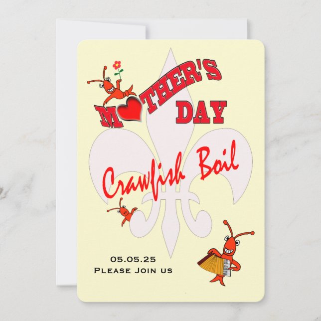 Cute Mors dag Kräftor Boil Inbjudningar (Framsida)
