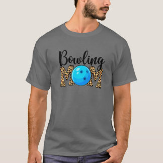 Cute Mors dag Leopard Bowling Mamma Mamma Kvinnor  T Shirt