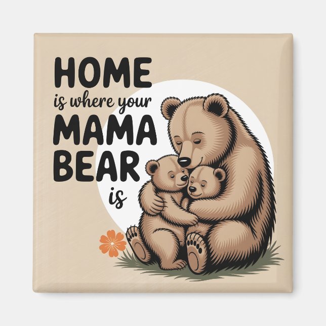 Cute Mors dag Mamma Bear Magnet (Framsidan)