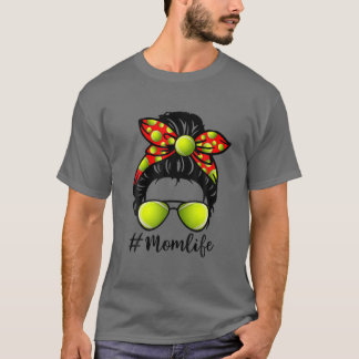 Cute Mors dag Messy Bun Tennis Mamma Mamma Kvinnor T Shirt