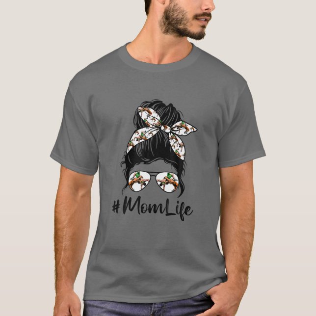 Cute Mors dag Messy Bun Wrestling Mamma Mamma Wo T Shirt (Framsida)