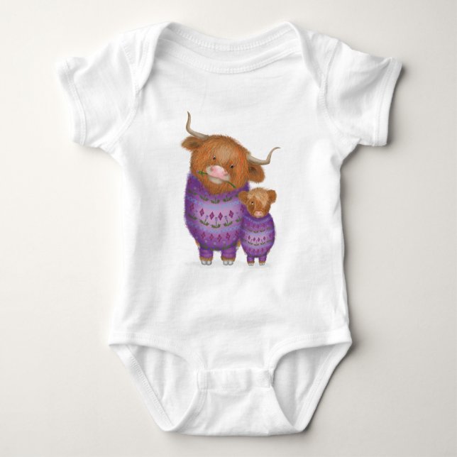 Cute morsa & baby Highland cobodydress baby T Shirt (Framsida)