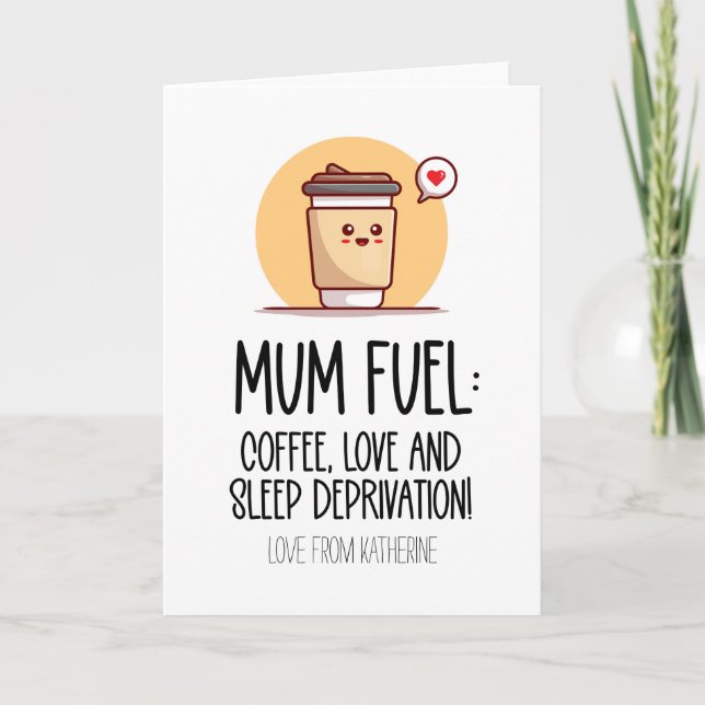 Cute Morsa Fuel Coffee Älskare Funny Mors dag Kort (Framsida)