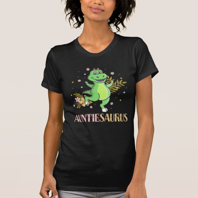 Cute Moster Dinosaur Florist Auntie T Shirt (Framsida)
