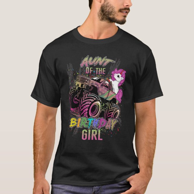 Cute Moster i en monster Lastbil Girl Birthday Gir T Shirt (Framsida)