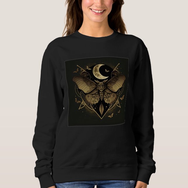 Cute Moth Butterfly Moon Illustration Flowers Wome T Shirt (Framsida)