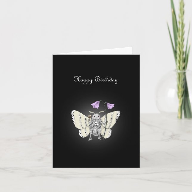 Cute Moth Goth Forest Witch Creepy Cute Birthday Kort (Framsida)