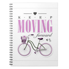 Cute Motivational Behålla Flytta Forward med Bicyc Anteckningsbok