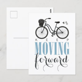 Cute Motivational Behålla Flytta Forward with Bicy Vykort