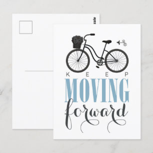 Cute Motivational Behålla Flytta Forward with Bicy Vykort