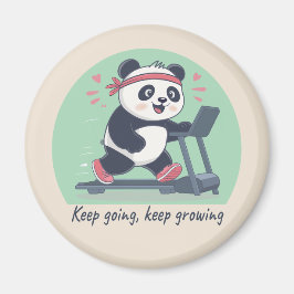 Cute Motivational Panda on Treadmill Magnet