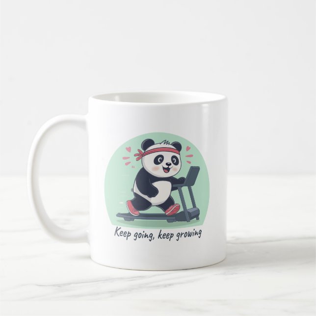 Cute Motivational Panda på Treadmill Kaffemugg (Vänster)
