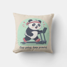 Cute Motivational Panda på Treadmill Kudde