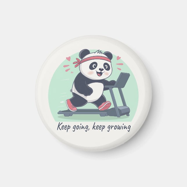 Cute Motivational Panda på Treadmill Magnet (Framsidan)
