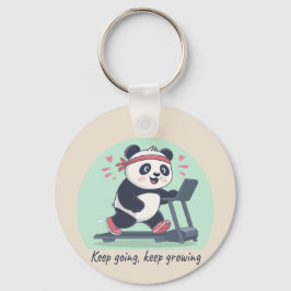 Cute Motivational Panda på Treadmill Nyckelring