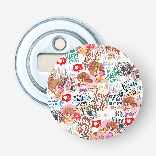 Cute Motivational – Positive Quote Kawaii  Flasköppnare (Framsidan)