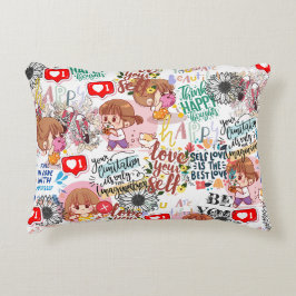 Cute Motivational – Positive Quote Kawaii  Prydnadskudde