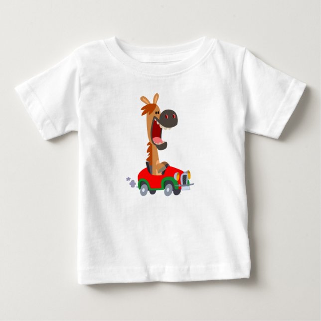 Cute Motorized Cartoon Horse Baby T-Shirt (Framsida)