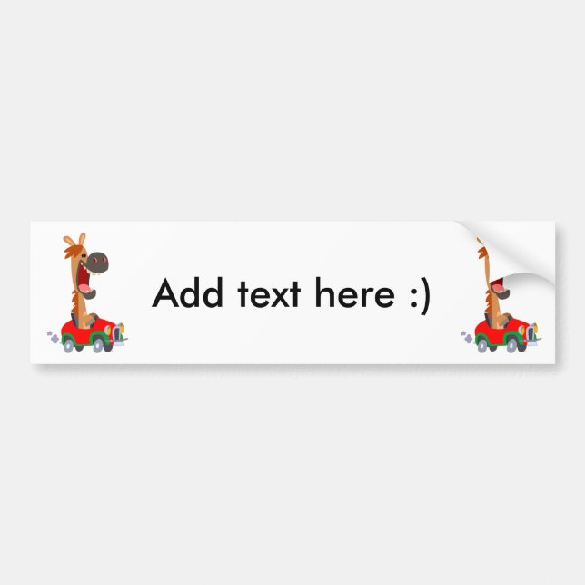 Cute Motorized Tecknad Horse Bumper Sticker Bildekal (Framsidan)