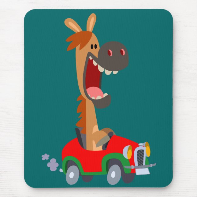 Cute Motorized Tecknad Horse Mousepad Musmatta (Framsidan)