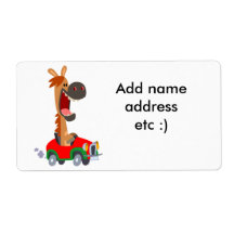 Cute Motorized Tecknad Horse Shipping Label