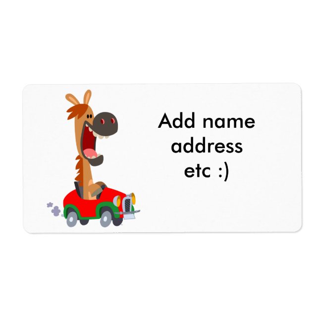 Cute Motorized Tecknad Horse Shipping Label Fraktsedel (Framsidan)