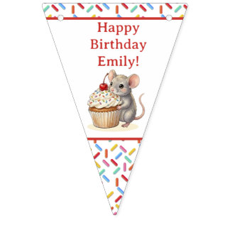Cute Mouse and Cupcake Personalized Birthday Vimplar