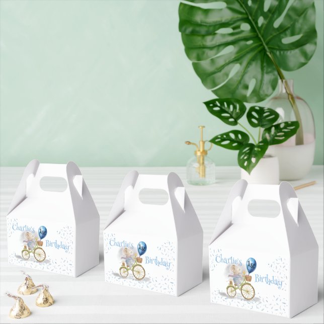 Cute Mouse Animal Bicycle Boy 1st Birthday Party Presentaskar (Multipel)