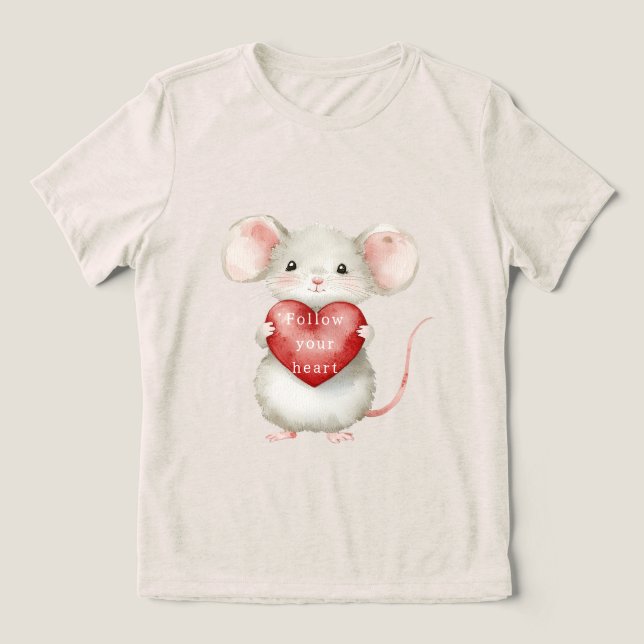 Cute Mouse Animal Heart T Shirt (Design Framsida)
