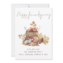 Cute Mouse Apples Foliage Lycklig Friendsgiving